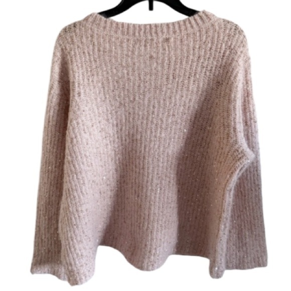Johnny Was Pink Blush Sequin Alpaca Wool Cozy Sweater Crew Neck Sz Large Office - Picture 4 of 12